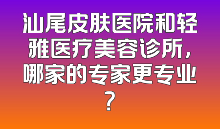 汕尾皮肤医院和轻雅医疗美容诊所，哪家的专家更专业？