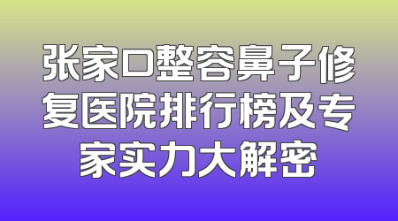 张家口整容鼻子修复医院排行榜及专家实力大解密
