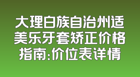 大理白族自治州适美乐牙套矫正价格指南：价位表详情
