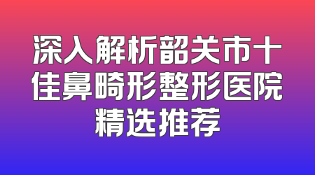 深入解析韶关市十佳鼻畸形整形医院精选推荐