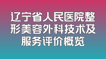 辽宁省人民医院整形美容外科技术及服务评价概览