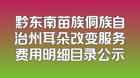 黔东南苗族侗族自治州耳朵改变服务费用明细目录公示