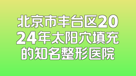 北京市丰台区2024年太阳穴填充的知名整形医院