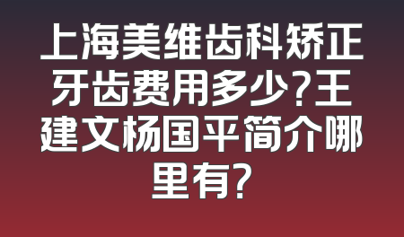 上海美维齿科矫正牙齿费用多少？王建文杨国平简介哪里有？