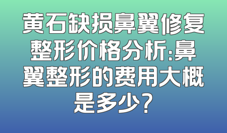 黄石缺损鼻翼修复整形价格分析：鼻翼整形的费用大概是多少？