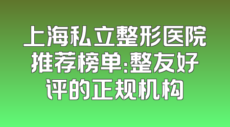 上海私立整形医院推荐榜单：整友好评的正规机构