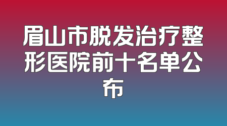 眉山市脱发治疗整形医院前十名单公布