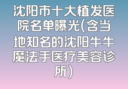 沈阳市十大植发医院名单曝光（含当地知名的沈阳牛牛魔法手医疗美容诊所）
