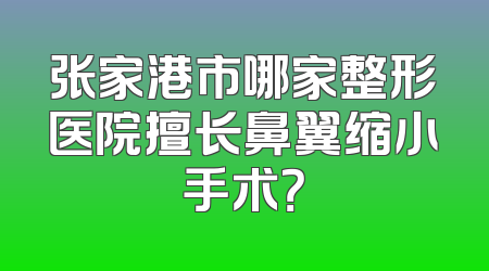 张家港市哪家整形医院擅长鼻翼缩小手术？