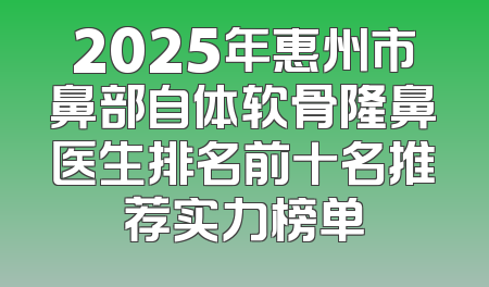 2025年惠州市鼻部自体软骨隆鼻医生排名前十名推荐实力榜单