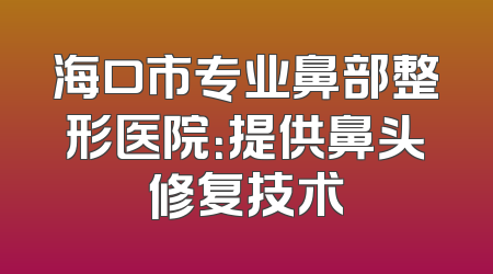 海口市专业鼻部整形医院：提供鼻头修复技术