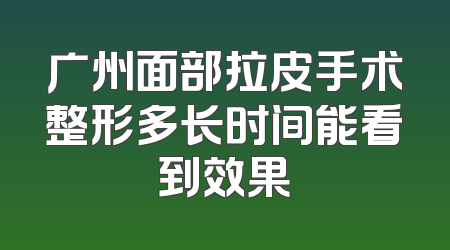 广州面部拉皮手术整形多长时间能看到效果