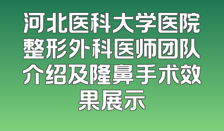 河北医科大学医院整形外科医师团队介绍及隆鼻手术效果展示