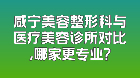 咸宁美容整形科与医疗美容诊所对比，哪家更专业？