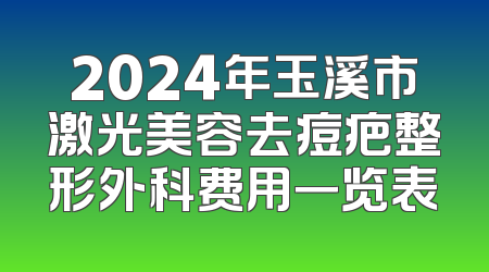2024年玉溪市激光美容去痘疤整形外科费用一览表