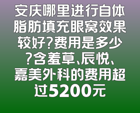 安庆哪里进行自体脂肪填充眼窝效果较好？费用是多少？含羞草、辰悦、嘉美外科的费用超过5200元