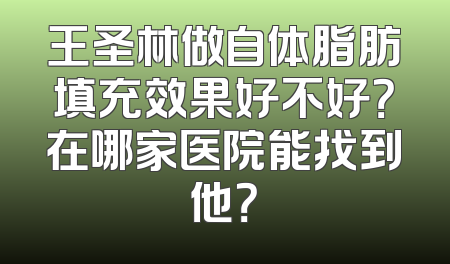 王圣林做自体脂肪填充效果好不好？在哪家医院能找到他？