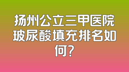 扬州公立三甲医院玻尿酸填充排名如何？