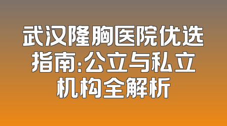 武汉隆胸医院优选指南：公立与私立机构全解析