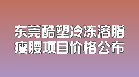 东莞酷塑冷冻溶脂瘦腰项目价格公布