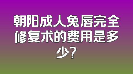 朝阳成人兔唇完全修复术的费用是多少？