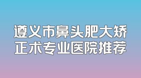 遵义市鼻头肥大矫正术专业医院推荐
