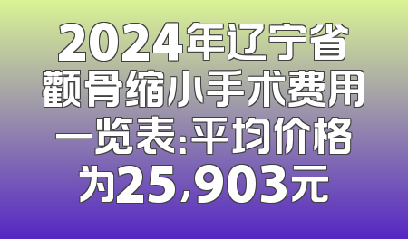 2024年辽宁省颧骨缩小手术费用一览表：平均价格为25,903元