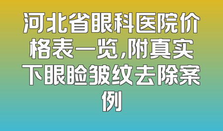 河北省眼科医院价格表一览，附真实下眼睑皱纹去除案例
