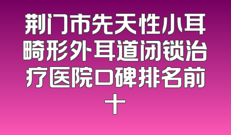 荆门市先天性小耳畸形外耳道闭锁治疗医院口碑排名前十