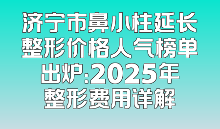 济宁市鼻小柱延长整形价格人气榜单出炉：2025年整形费用详解