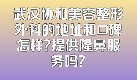 武汉协和美容整形外科的地址和口碑怎样？提供隆鼻服务吗？
