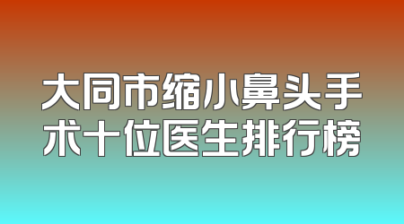 大同市缩小鼻头手术十位医生排行榜