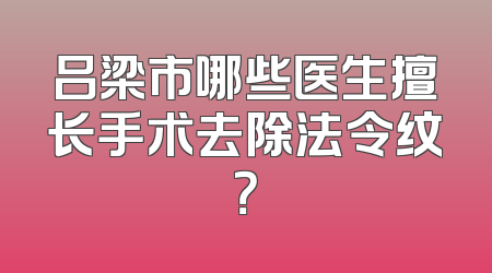 吕梁市哪些医生擅长手术去除法令纹？