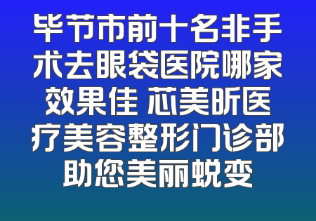 毕节市前十名非手术去眼袋医院哪家效果佳 芯美昕医疗美容整形门诊部助您美丽蜕变