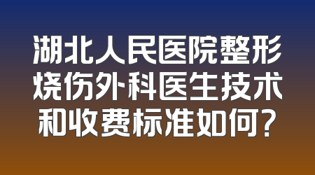 湖北人民医院整形烧伤外科医生技术和收费标准如何？