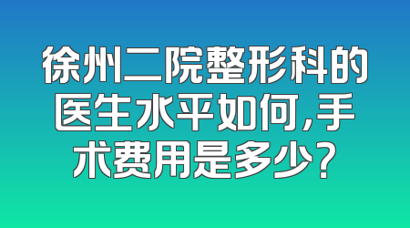 徐州二院整形科的医生水平如何，手术费用是多少？
