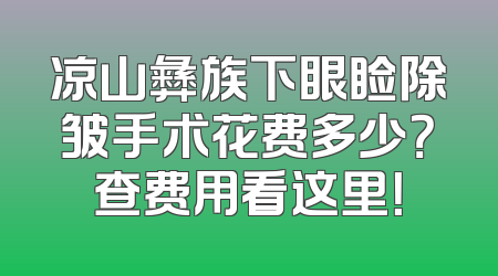 凉山彝族下眼睑除皱手术花费多少？查费用看这里！