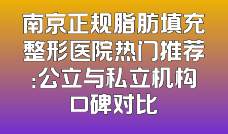 南京正规脂肪填充整形医院热门推荐：公立与私立机构口碑对比