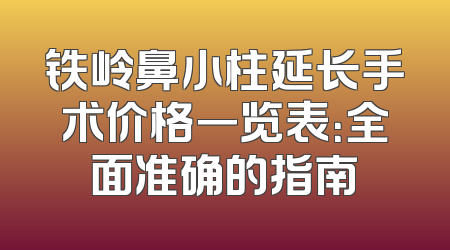 铁岭鼻小柱延长手术价格一览表：全面准确的指南