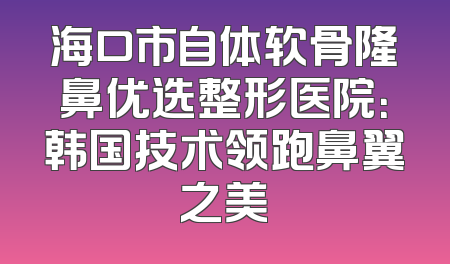 海口市自体软骨隆鼻优选整形医院：韩国技术领跑鼻翼之美