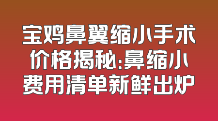 宝鸡鼻翼缩小手术价格揭秘：鼻缩小费用清单新鲜出炉