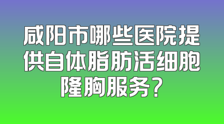 咸阳市哪些医院提供自体脂肪活细胞隆胸服务？