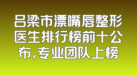 吕梁市漂嘴唇整形医生排行榜前十公布，专业团队上榜