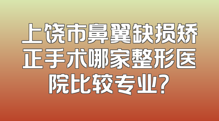 上饶市鼻翼缺损矫正手术哪家整形医院比较专业？