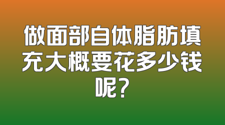 做面部自体脂肪填充大概要花多少钱呢？