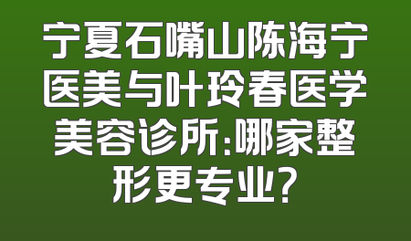 宁夏石嘴山陈海宁医美与叶玲春医学美容诊所：哪家整形更专业？