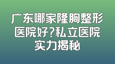 广东哪家隆胸整形医院好？私立医院实力揭秘