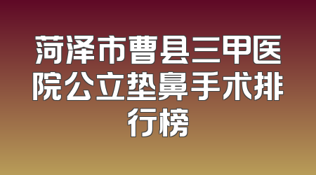 菏泽市曹县三甲医院公立垫鼻手术排行榜