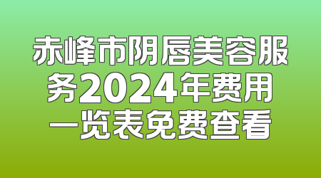赤峰市阴唇美容服务2024年费用一览表免费查看