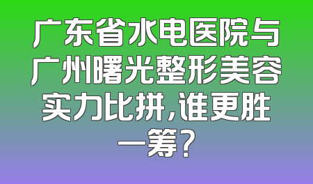 广东省水电医院与广州曙光整形美容实力比拼，谁更胜一筹？